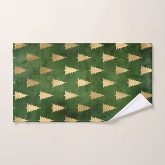Elegant Emerald Green en Gold kerstbomen Bad Handdoek (Handdoek)