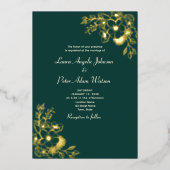 Elegant Emerald Green en Gold Wedding Folie Uitnodiging (Voorkant)