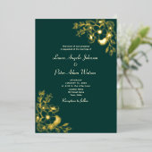 Elegant Emerald Green en Gold Wedding Folie Uitnodiging (Staand Voorkant)