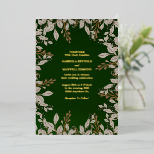 Elegant Emerald Green en Gold Wedding Folie Uitnodiging