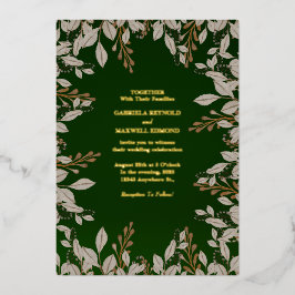Elegant Emerald Green en Gold Wedding Folie Uitnodiging
