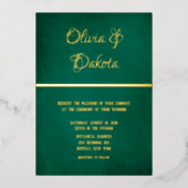 Elegant Emerald Green en Gold Wedding Folie Uitnodiging (Voorkant)