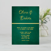 Elegant Emerald Green en Gold Wedding Folie Uitnodiging (Staand Voorkant)