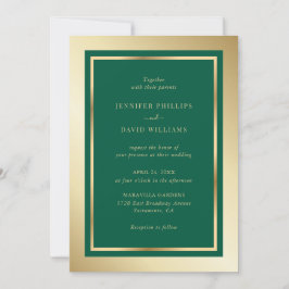 Elegant Emerald Green en Gold Wedding Kaart