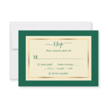 Elegant Emerald Green en Gold Wedding RSVP-Kaarten