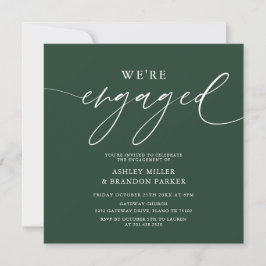 Elegant Emerald Green Engagement Party Square Kaart