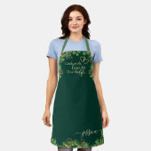 Elegant Emerald Green Eucalyptus Greenery Kitchen Schort (Gedragen)