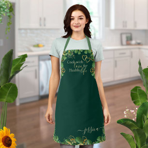 Elegant Emerald Green Eucalyptus Greenery Kitchen Schort
