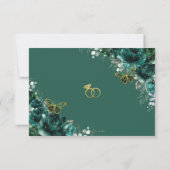 Elegant Emerald Green Floral Butterflies Wedding RSVP Kaartje (Achterkant)