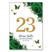Elegant Emerald Green Floral Gold Butterflies  Kaart (Achterkant)