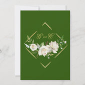 Elegant Emerald Green Floral Gold Wedding Kaart (Achterkant)