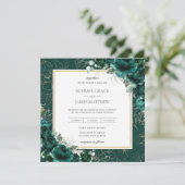 Elegant Emerald Green Floral Gold Wedding Square Kaart (Staand voorkant)
