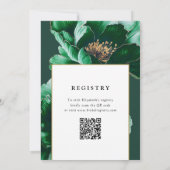 Elegant Emerald Green Floral QR Code Vrijgezellenf Kaart (Achterkant)