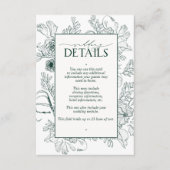 Elegant Emerald Green Floral Wedding Details Informatiekaartje (Voorkant)