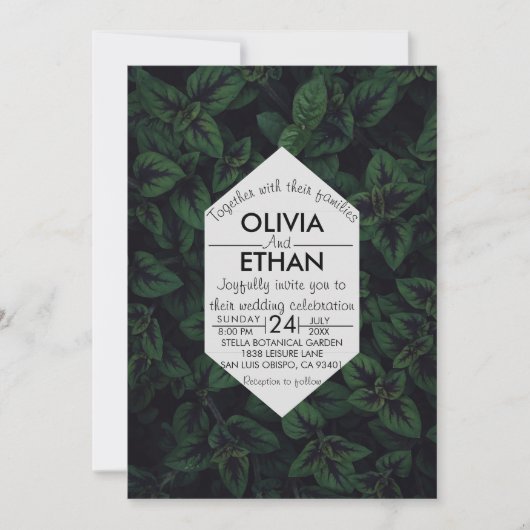 Elegant emerald green floral Wedding Invitation Kaart (Voorkant)