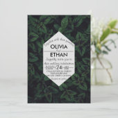 Elegant emerald green floral Wedding Invitation Kaart (Staand voorkant)