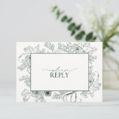 Elegant Emerald Green Floral Wedding QR Code RSVP Kaartje (Staand voorkant)