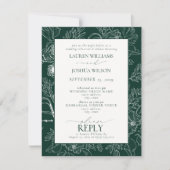 Elegant Emerald Green Floral Wedding Rehearsal Kaart (Voorkant)