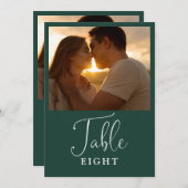 Elegant Emerald Green Fototafel Nummer Kaart (Voorkant / Achterkant)