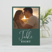 Elegant Emerald Green Fototafel Nummer Kaart (Staand voorkant)