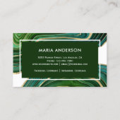 Elegant Emerald Green Gold Agate Geode Gemstone Visitekaartje (Achterkant)