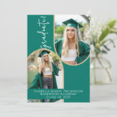 Elegant Emerald Green & Gold Arch Foto Afstuderen Aankondiging (Staand voorkant)