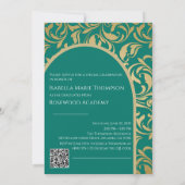 Elegant Emerald Green & Gold Arch Foto Afstuderen Kaart (Achterkant)