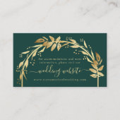 Elegant Emerald Green Gold Arch Wedding Website Informatiekaartje (Voorkant)