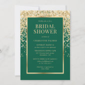 Elegant Emerald Green Gold Confetti Bridal Shower Kaart (Voorkant)