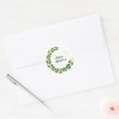 Elegant Emerald Green & Gold Eucalyptus Wedding Ronde Sticker (Envelop)