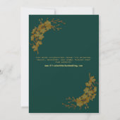 Elegant Emerald Green & Gold Floral Birds Save the Save The Date (Achterkant)