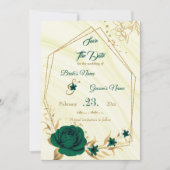 elegant emerald green gold floral save the date (Voorkant)