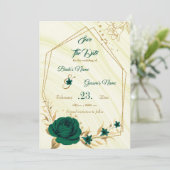 elegant emerald green gold floral save the date (Staand voorkant)