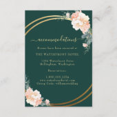 Elegant Emerald Green Gold Floral Wedding Details Informatiekaartje (Voorkant)