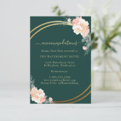 Elegant Emerald Green Gold Floral Wedding Details Informatiekaartje (Staand voorkant)