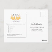 Elegant Emerald Green & Gold Floral Wedding RSVP Briefkaart (Achterkant)