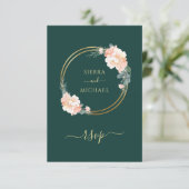 Elegant Emerald Green Gold Floral Wedding RSVP Kaartje (Staand voorkant)