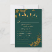 Elegant Emerald Green & Gold Flowers RSVP (Voorkant)