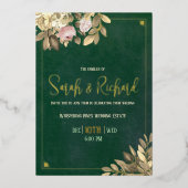 Elegant Emerald Green Gold Foil Wedding Folie Uitnodiging (Voorkant)