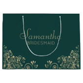 Elegant Emerald Green Gold - gepersonaliseerde bri Groot Cadeauzakje (Voorkant)