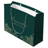 Elegant Emerald Green Gold - gepersonaliseerde bri Groot Cadeauzakje (Achterkant Gekanteld)
