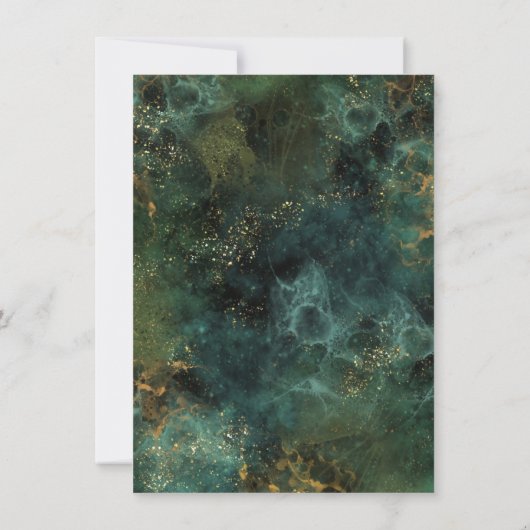 Elegant Emerald Green & Gold Glitter Agate Wedding Kaart (Achterkant)