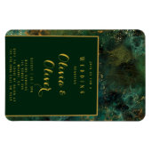 Elegant Emerald Green & Gold Glitter Agate Wedding Magneet (Horizontaal)