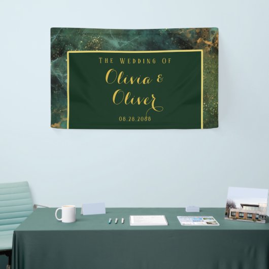 Elegant Emerald Green & Gold Glitter Wedding Spandoek (Beurs)