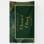 Elegant Emerald Green & Gold Glitter Wedding Spandoek (Verticaal)