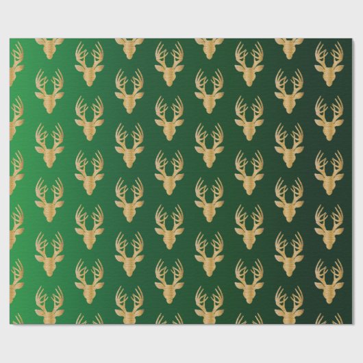 Elegant Emerald Green Gold-kerstrenrendiercadeau Cadeaupapier (Vlak)