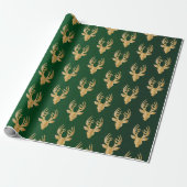 Elegant Emerald Green Gold-kerstrenrendiercadeau Cadeaupapier (Uitgerold)