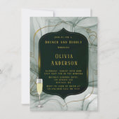 Elegant Emerald Green Gold Lijst Brunch & Bubble Kaart (Voorkant)