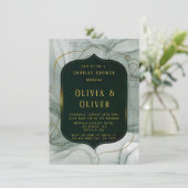 Elegant Emerald Green Gold Lijst Couples Shower Kaart (Staand voorkant)