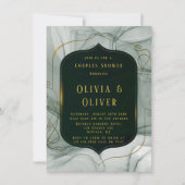 Elegant Emerald Green Gold Lijst Couples Shower Kaart (Voorkant)